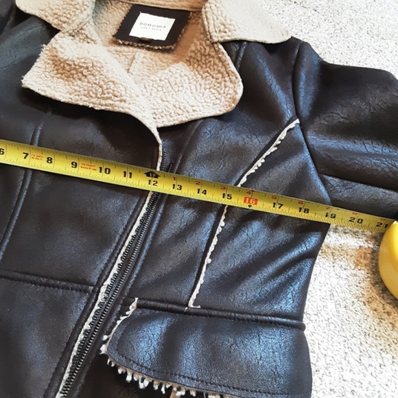 Women's Sherpa Lined Aviator Jacket Brown Faux Suede Sz S - Picture 10 of 14